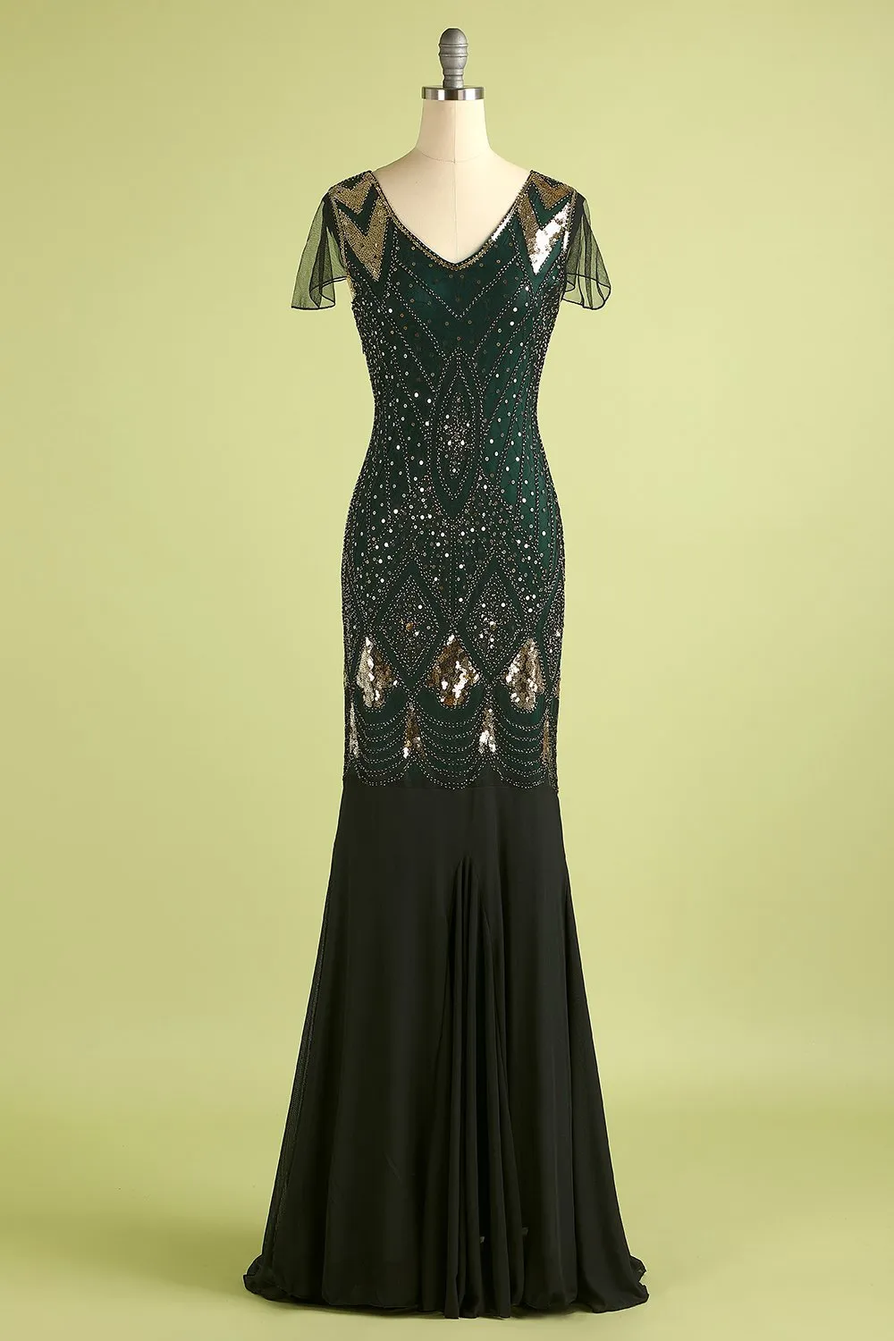 1920s Sequin Flapper Long Dress