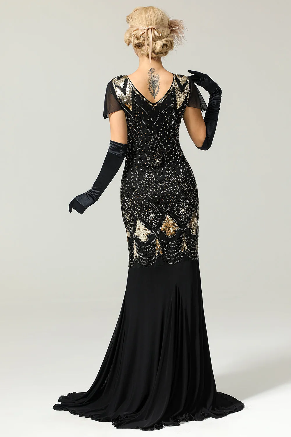 1920s Sequin Flapper Long Dress