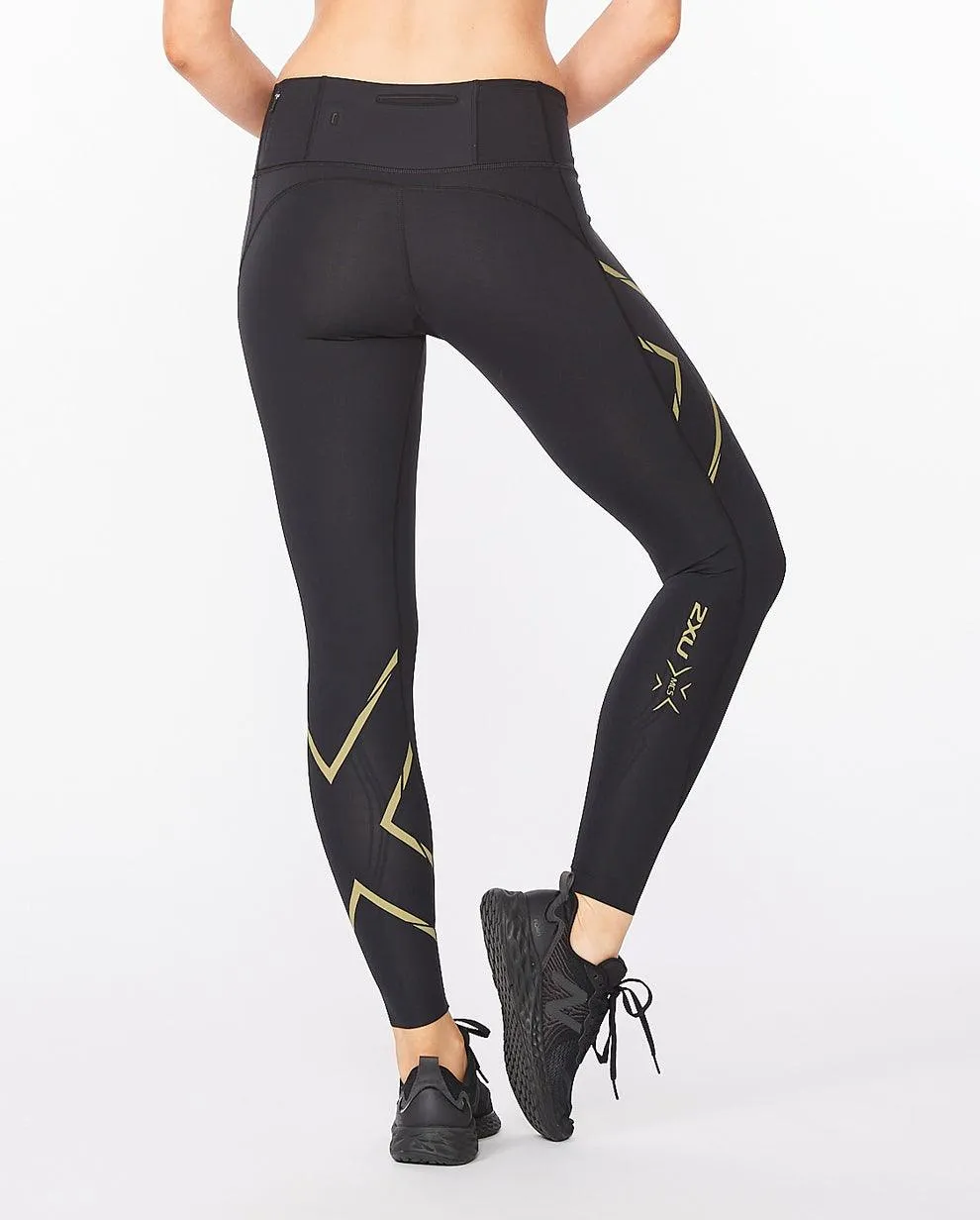 2XU Light Speed Mid Rise Compression Women's Cycling Tights (Black/Gold Reflective)