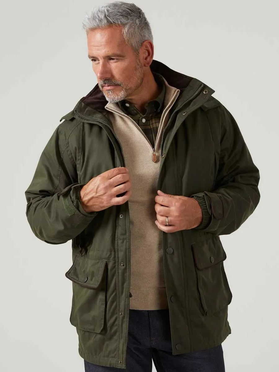 ALAN PAINE Milwood Mens Waterproof Shooting Coat - Olive