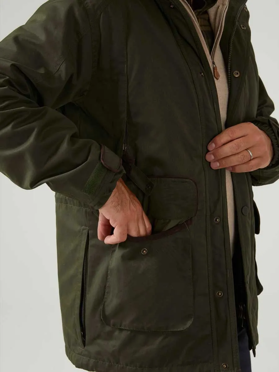 ALAN PAINE Milwood Mens Waterproof Shooting Coat - Olive