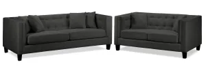 Astin Sofa and Loveseat Set - Dark Grey