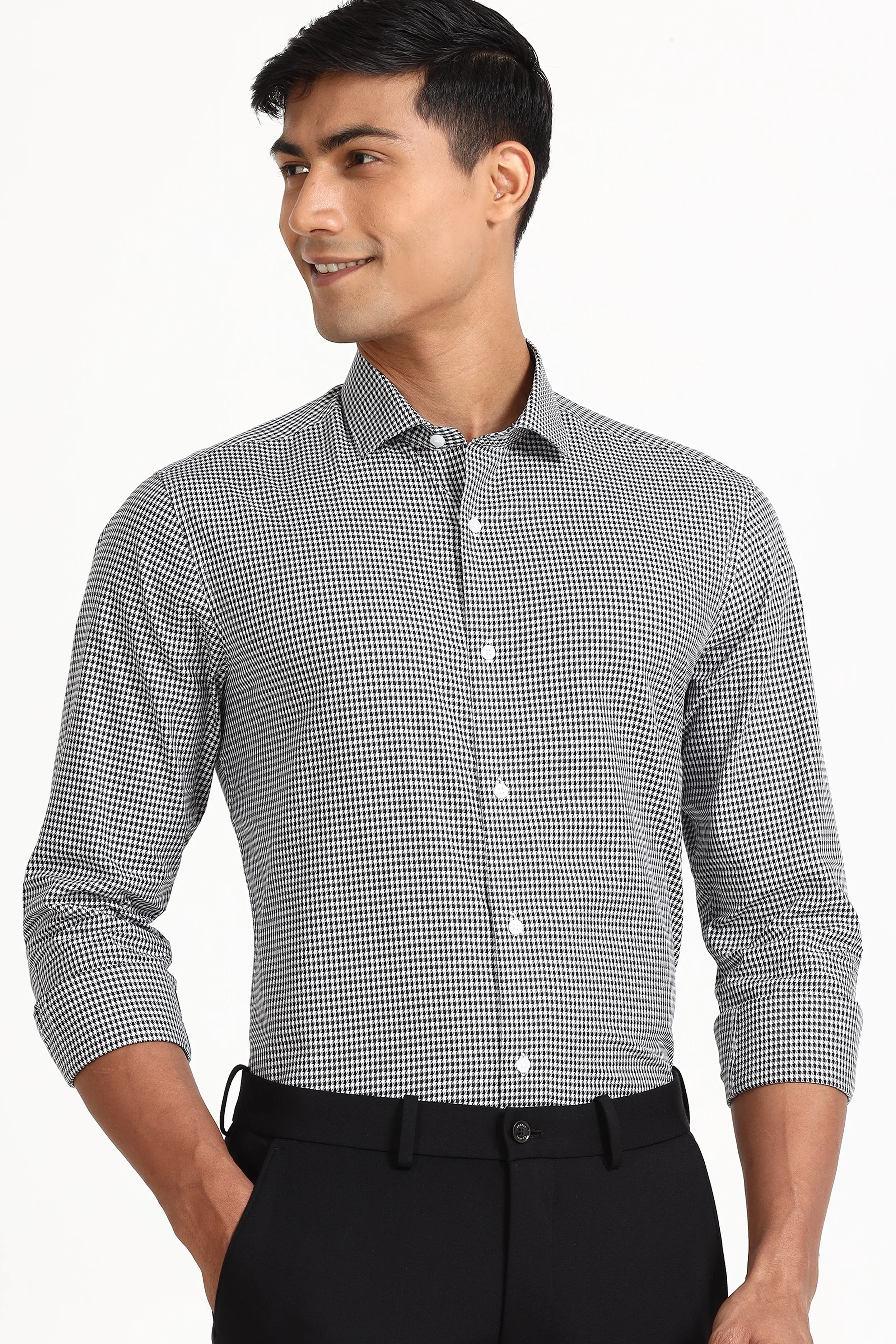 Black Formal Check Shirt