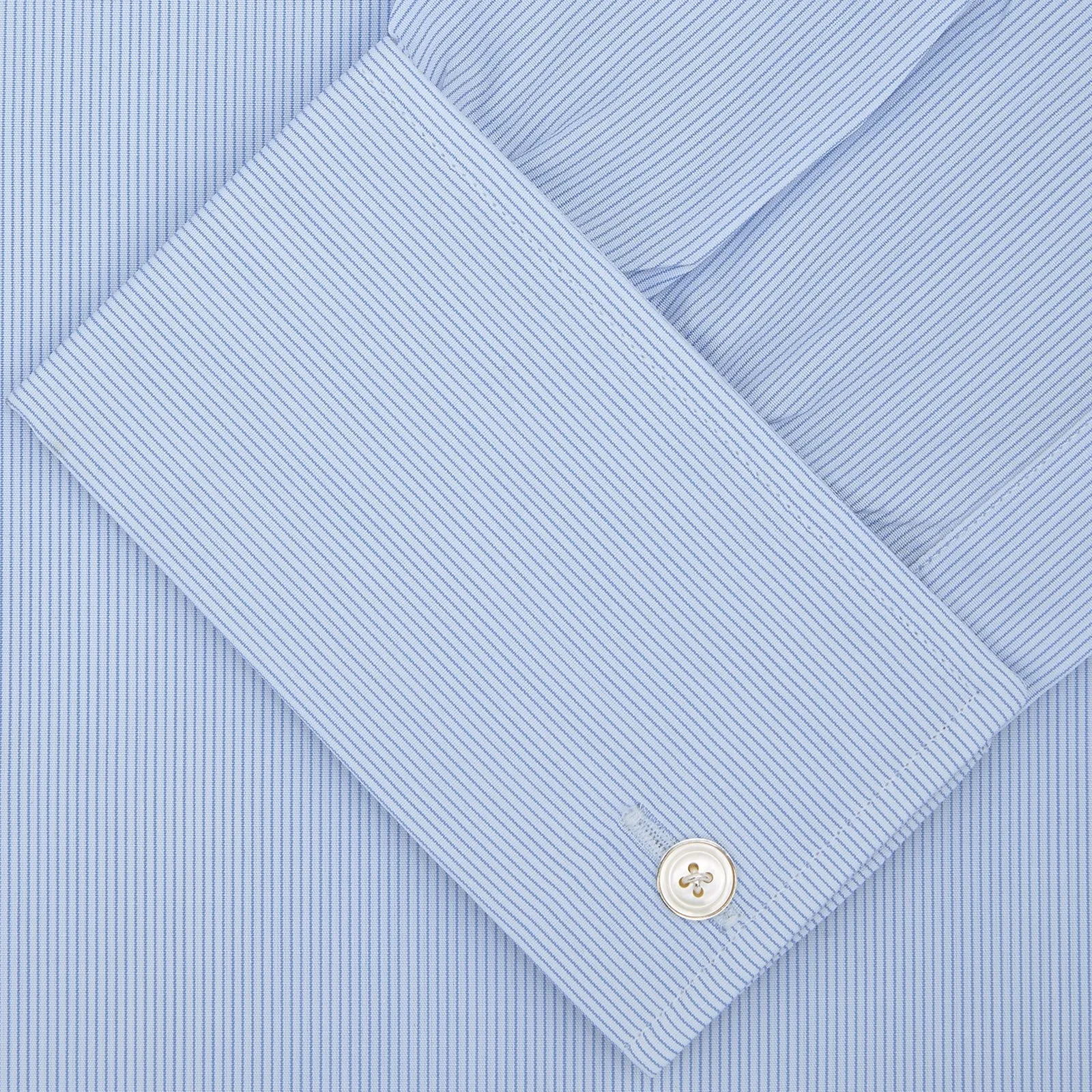 Blue Hairline Stripe Shirt with T&A Collar and Double Cuffs