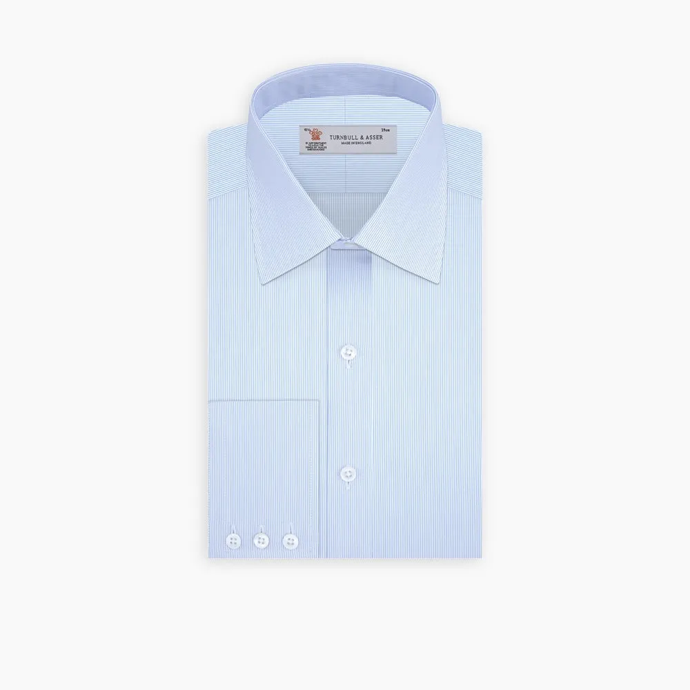 Blue Hairline Stripe Shirt with T&A Collar and Double Cuffs