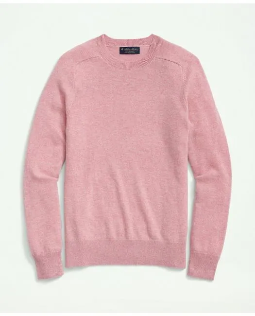 Brooks Brothers Men's 3-Ply Cashmere Crewneck Saddle Shoulder Sweater Pink