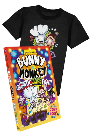 Bunny vs Monkey: The Gigantic Joke Fight book and t-shirt bundle