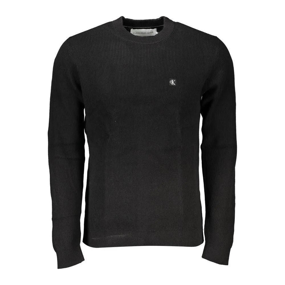 Calvin Klein Sleek Black Crew Neck Sweater with Logo