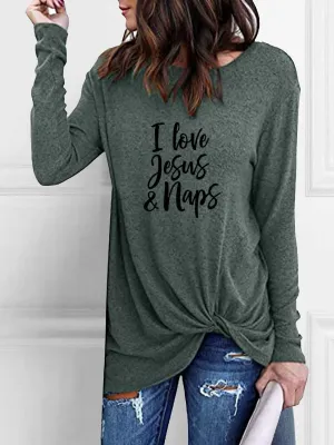 Casual Comfortable Love Jesus Knotted Women'S Long Sleeve T-Shirt