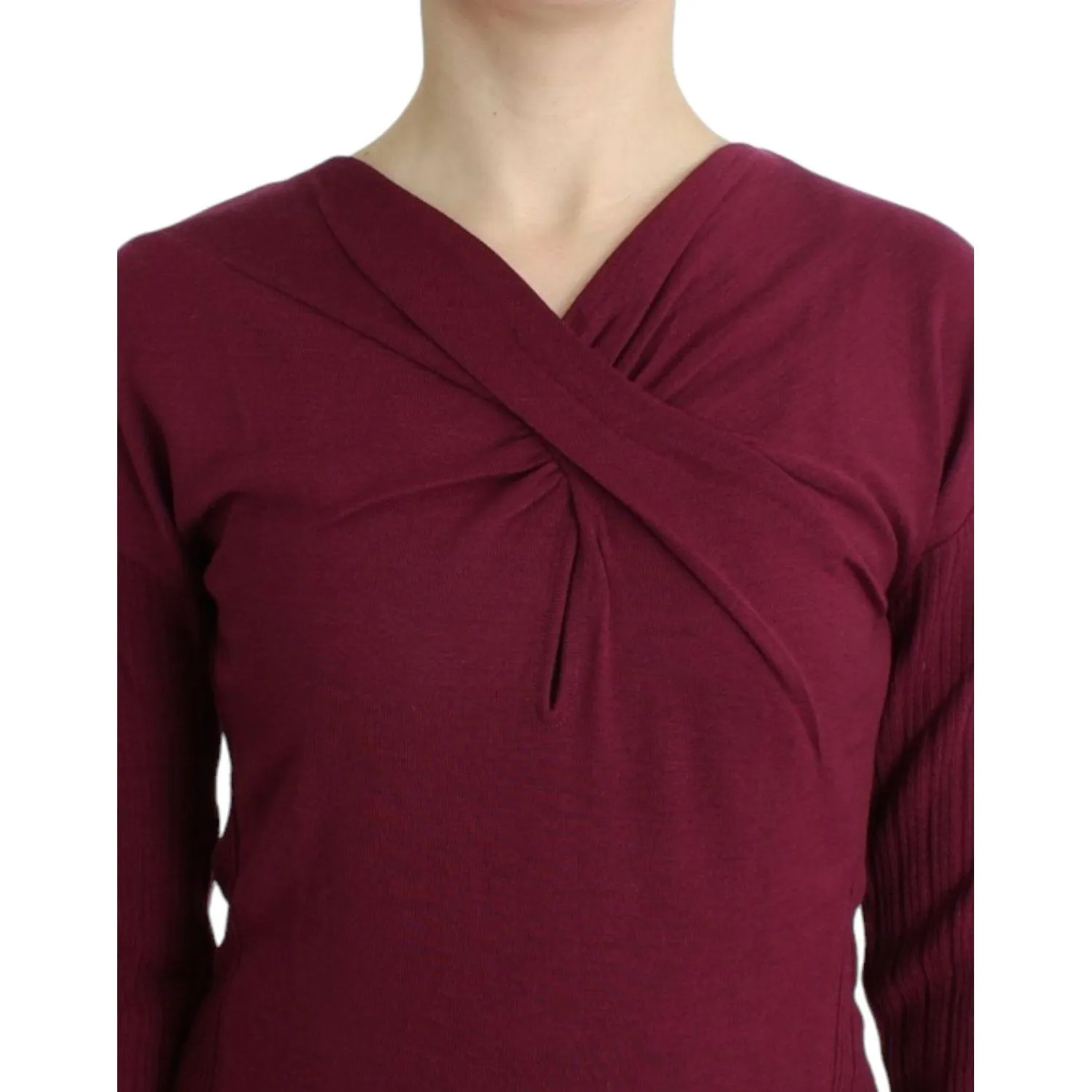 Cavalli Elegant Purple Keyhole Wool Sweater