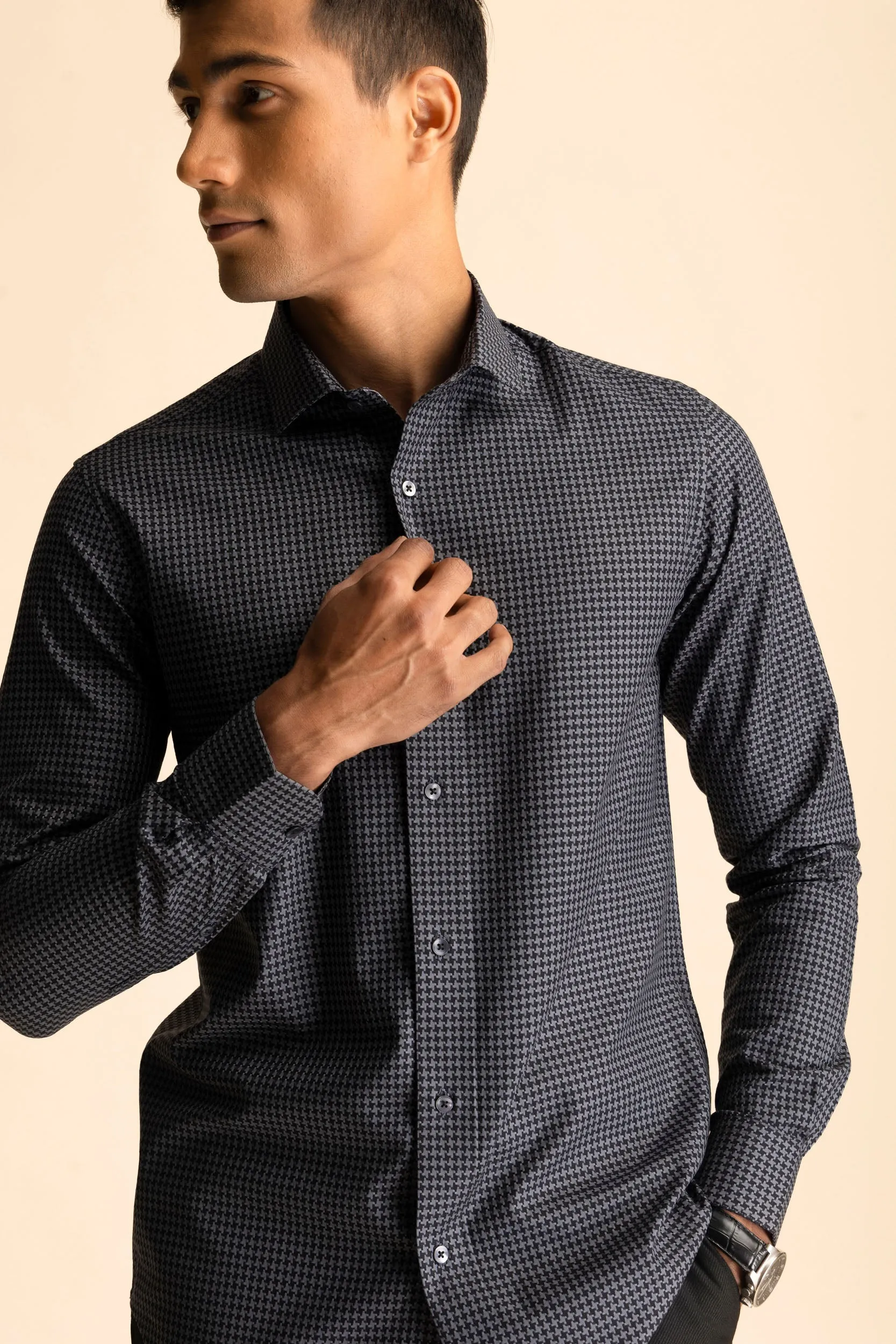 Charcoal Houndstooth Shirt EOSS