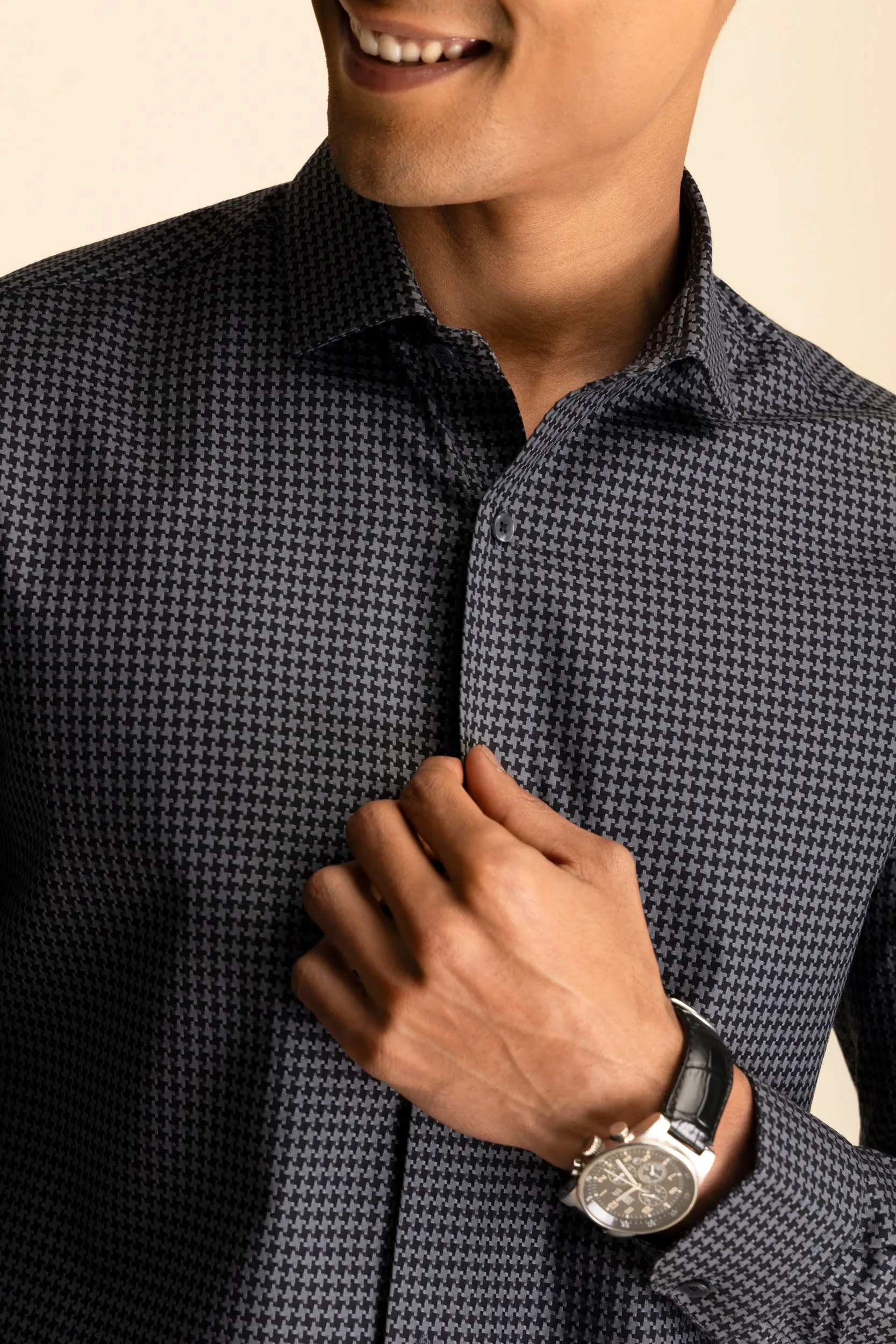 Charcoal Houndstooth Shirt EOSS