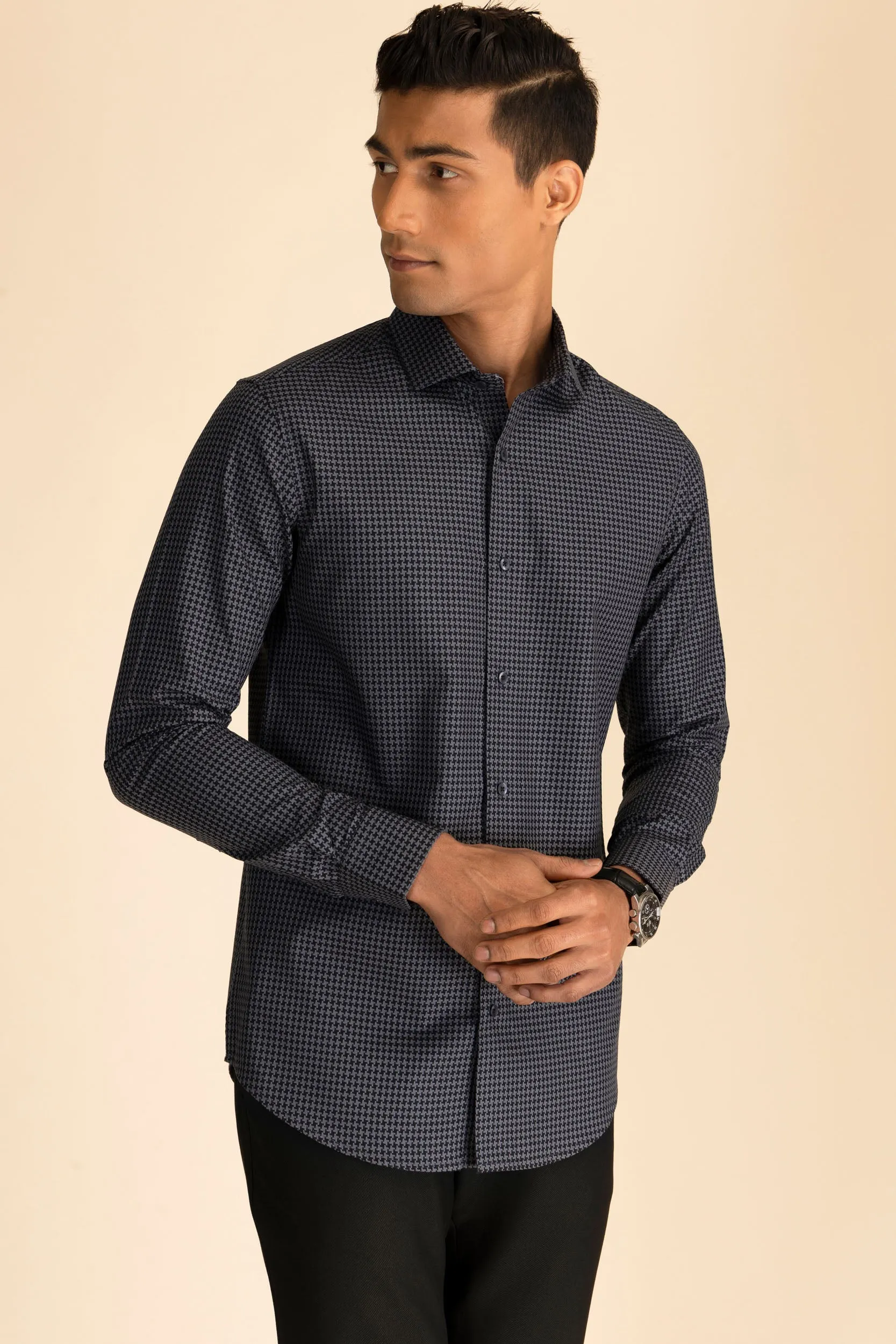 Charcoal Houndstooth Shirt EOSS