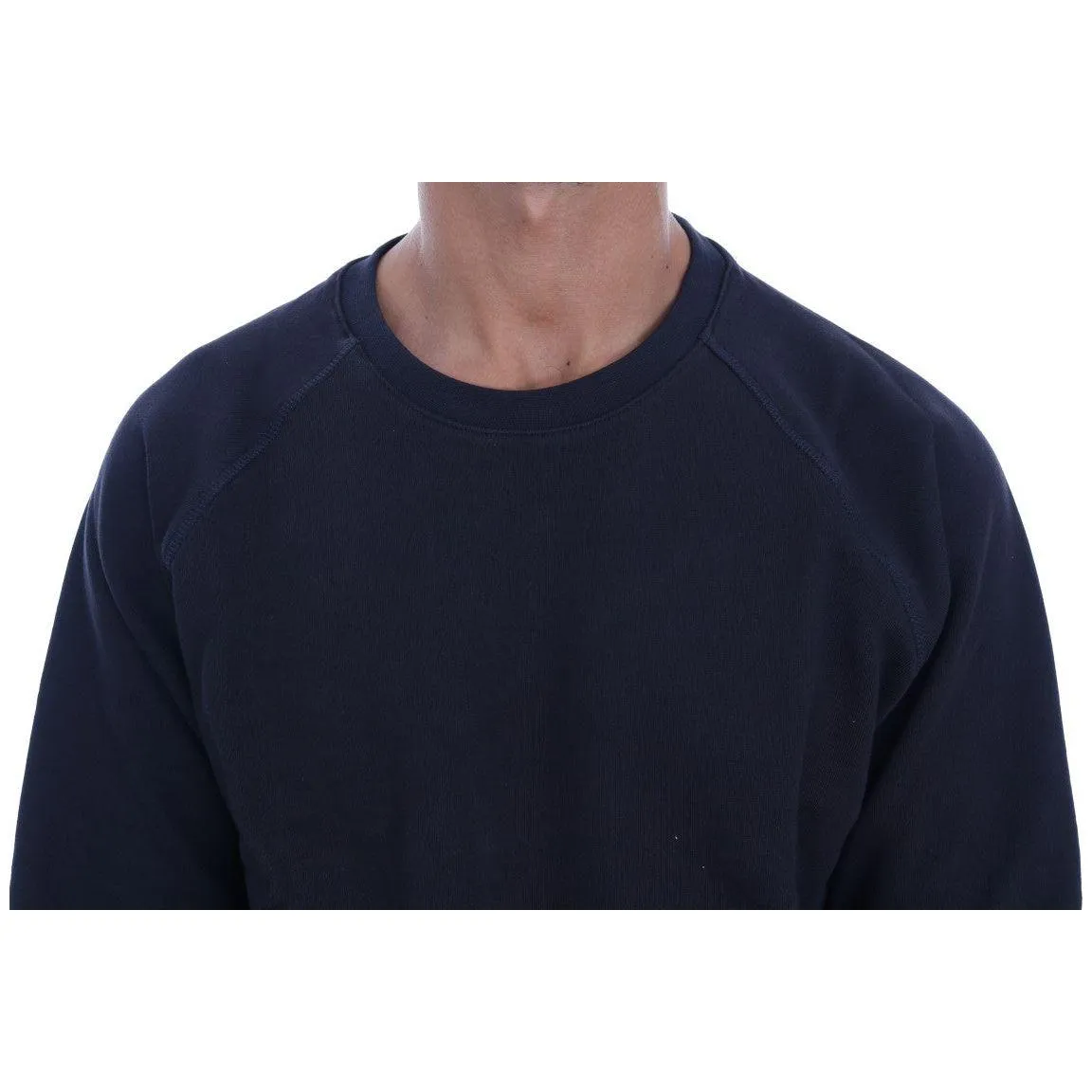 Daniele Alessandrini Chic Dark Blue Crewneck Cotton Sweater