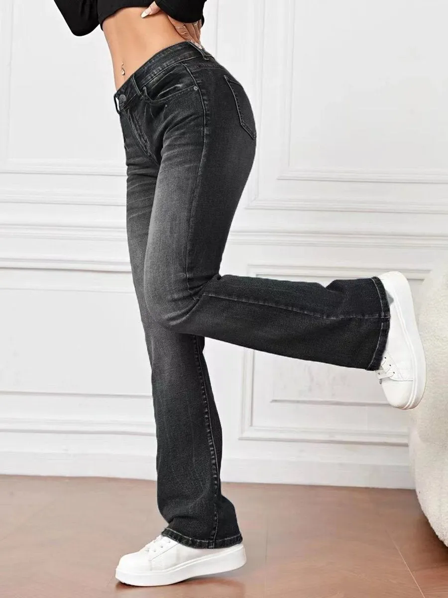 Fashionable and Versatile High Waist Bootcut Jeans