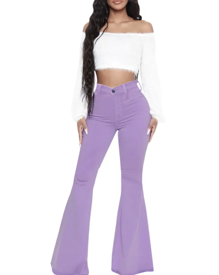 High-Waisted Slim Versatile Fit Stretch Flare Jeans