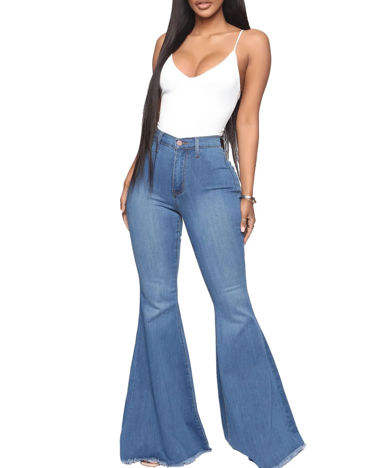 High-Waisted Slim Versatile Fit Stretch Flare Jeans