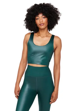 Indie Wet Look Crop Tank, Deep Forest