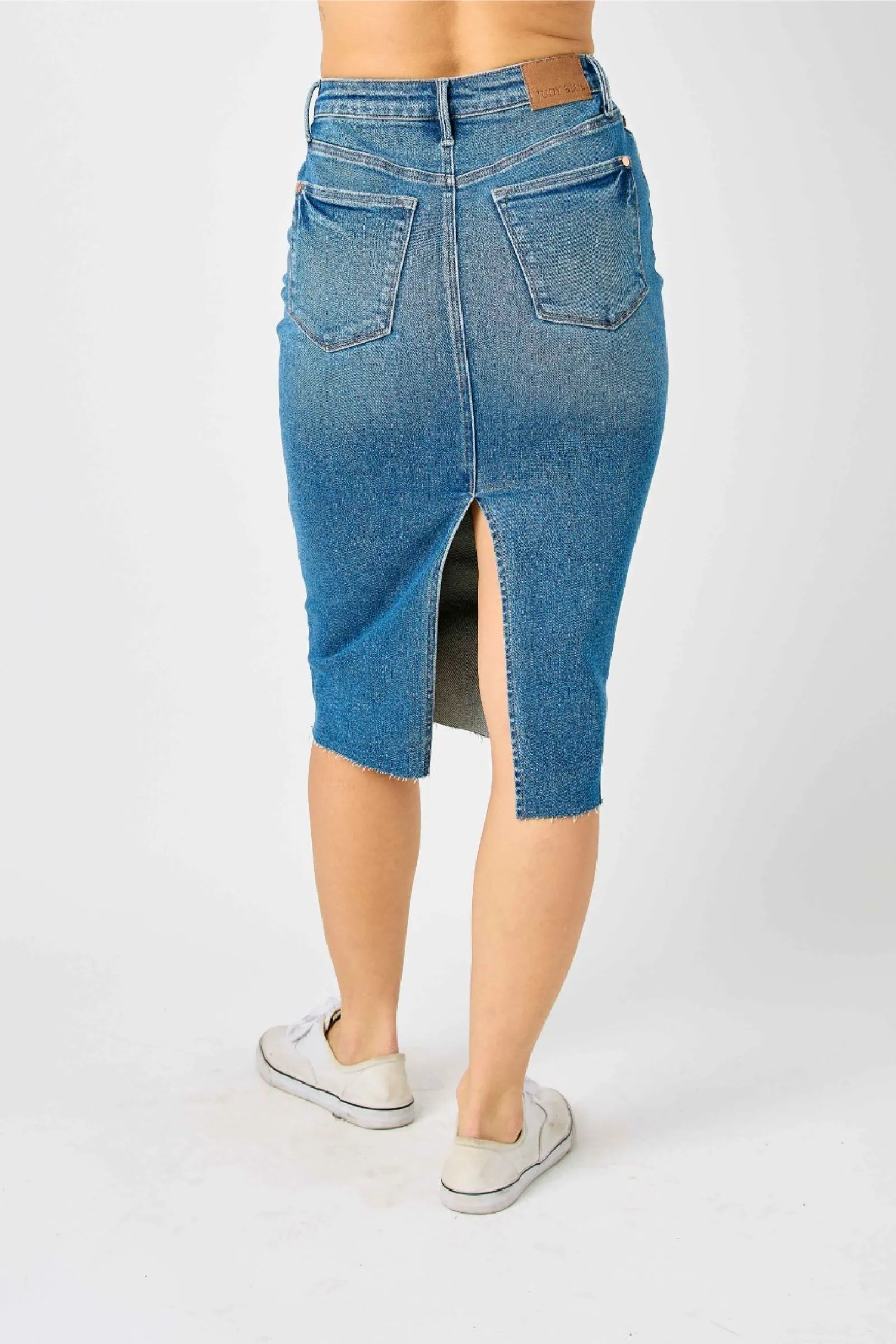 Judy Blue High Waist Mid Length Denim Skirt