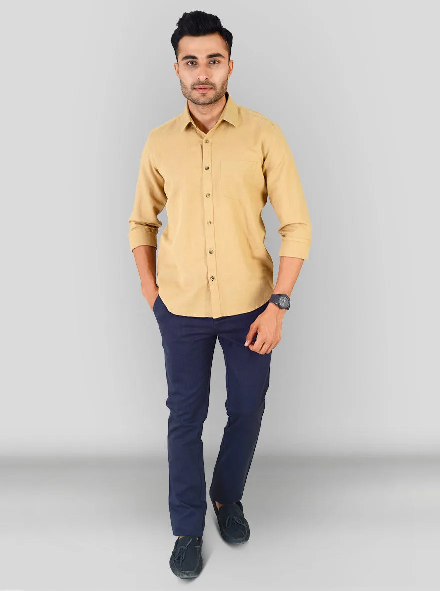 Khaki Solid Smart Fit Casual Shirt | Greenfibre