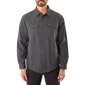 LONG SLEEVE SOLID HTR FLANNEL SHIRT W/DOUBLE CHEST PKTS