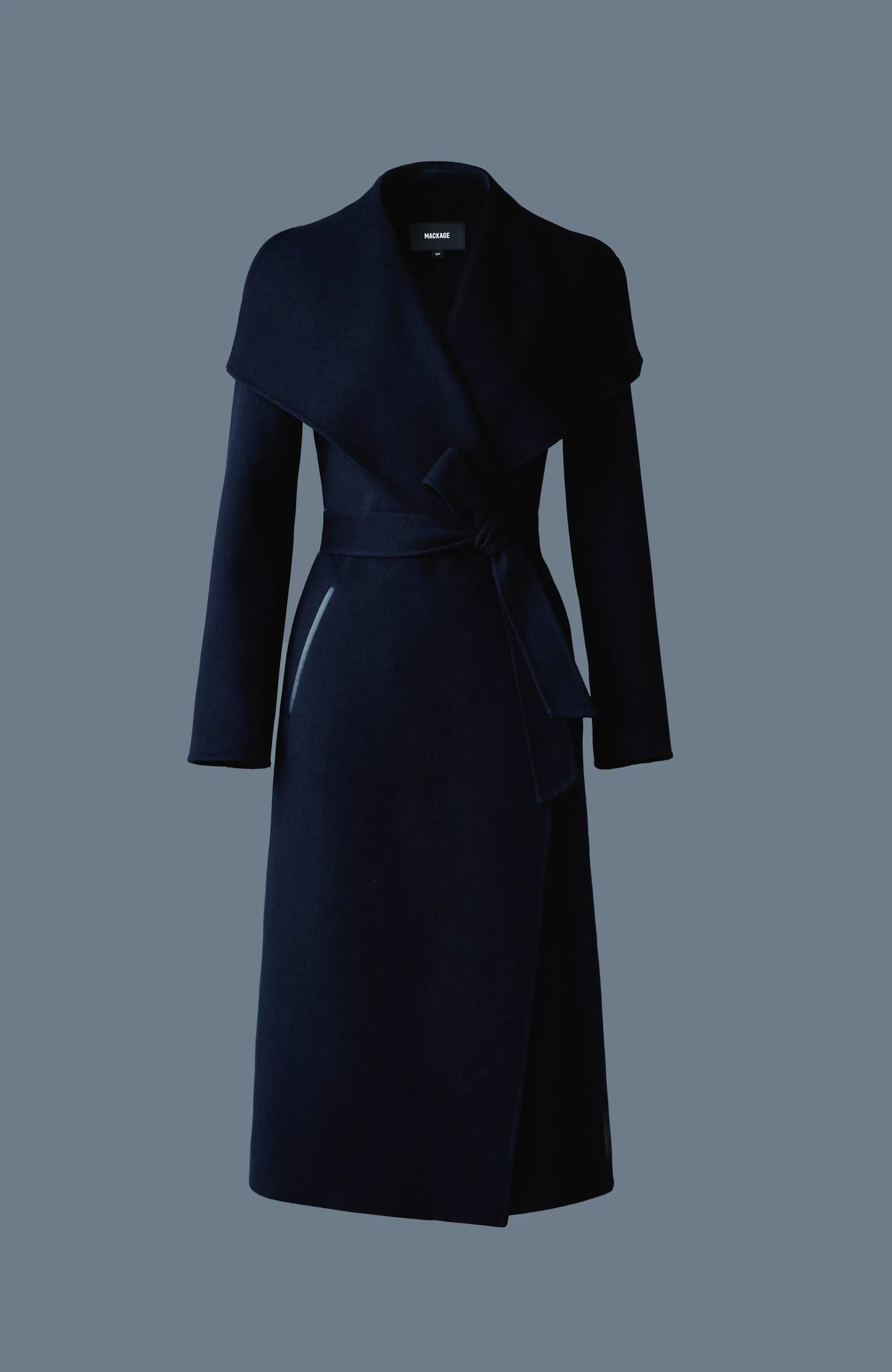 Mackage - Mai-CN Double-face Wool Wrap Coat in Navy