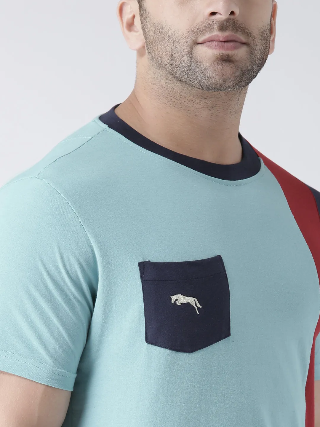 Men Blue Round Neck Tshirt