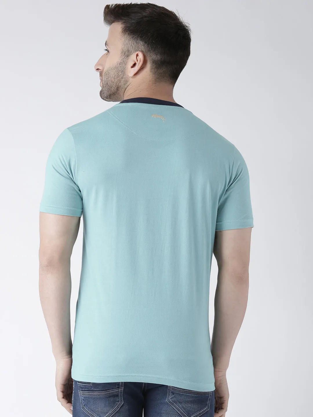 Men Blue Round Neck Tshirt