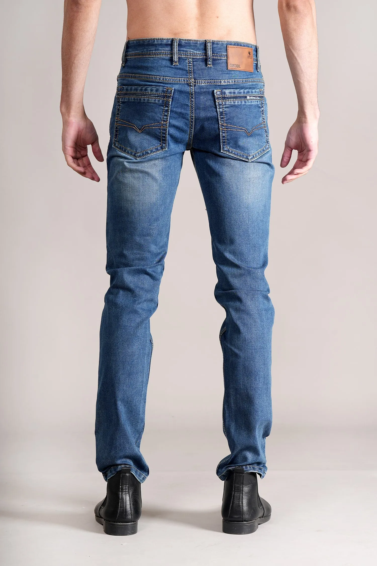 Men's Ultra Narrow Fit Solid Blue Jeans