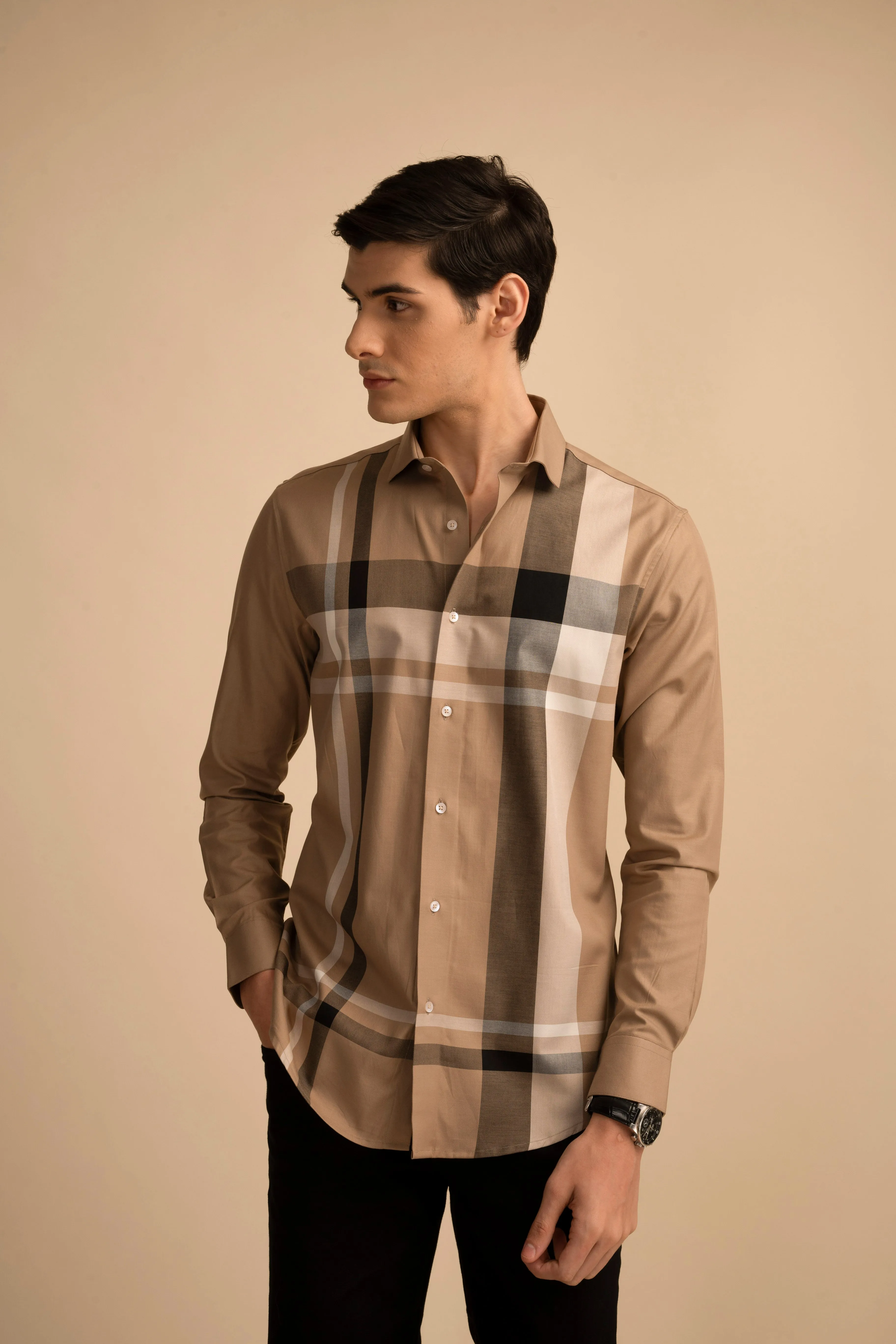 Multi Check Brown Shirt EOSS