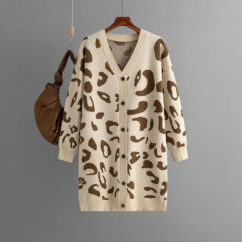 Pre Order:  Leopard Knitted Loose Fit Cardigan