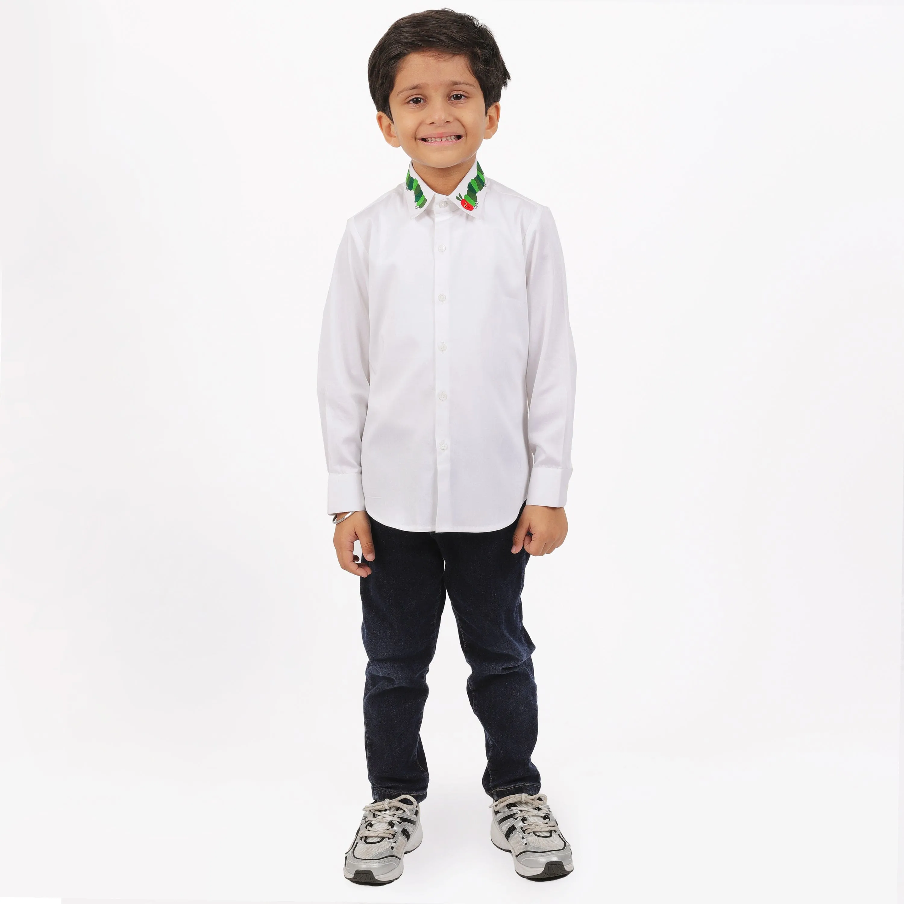 Pre-Order - White CATERPILLAR SHIRT For Boys