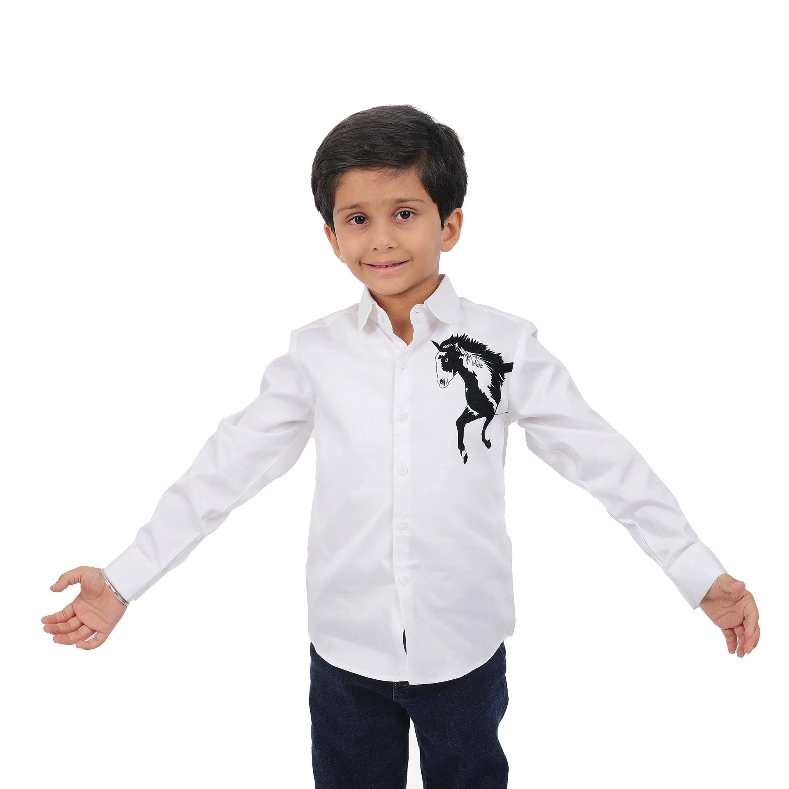 Pre-Order - White HORSE SHIRT For Boys