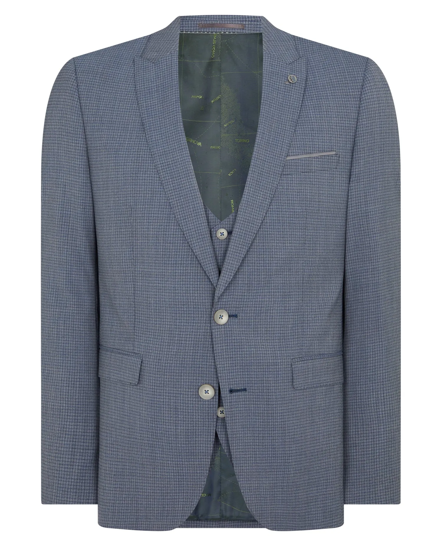 REMUS UOMO® Slim Fit Wool Rich Mix & Match Check Suit/Grey Blue - New SS23