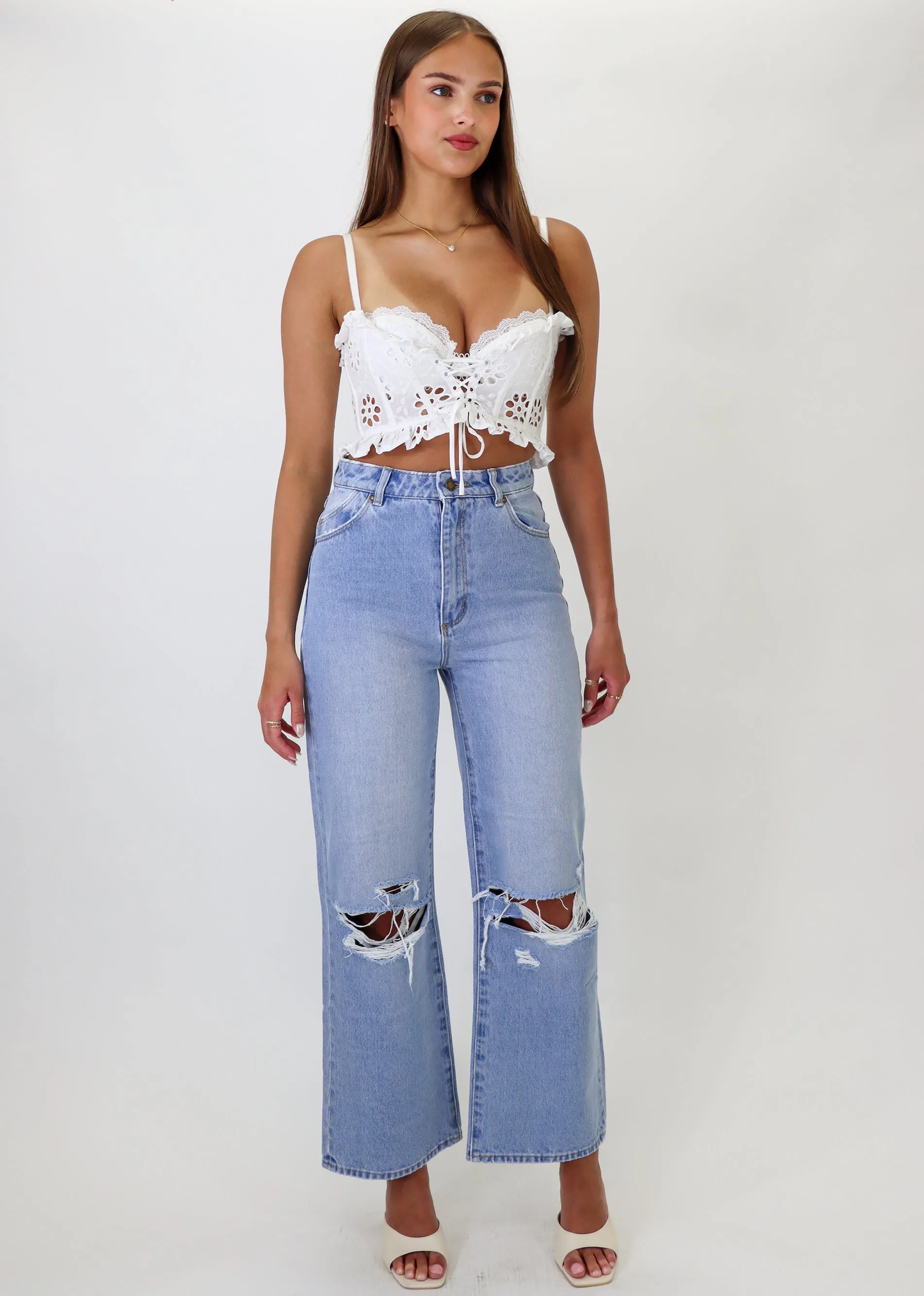 Rollas Check Out Wide Leg Jeans ★ Light Wash