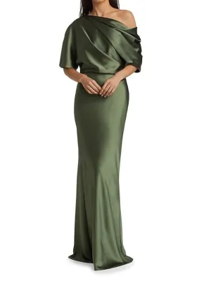 Sheath / Column Mother of the Bride Dress Party Elegant Off Shoulder Sweep / Brush Train Satin Half Sleeve with Ruching 2023