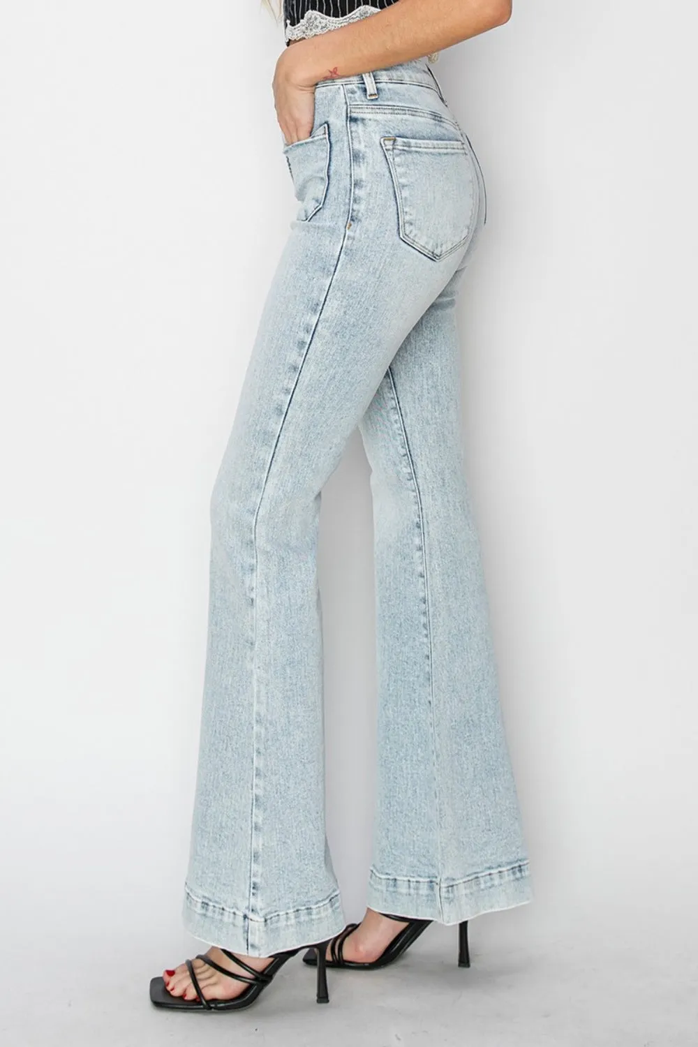 Vera High Rise Front Patch Pocket Flare Jeans