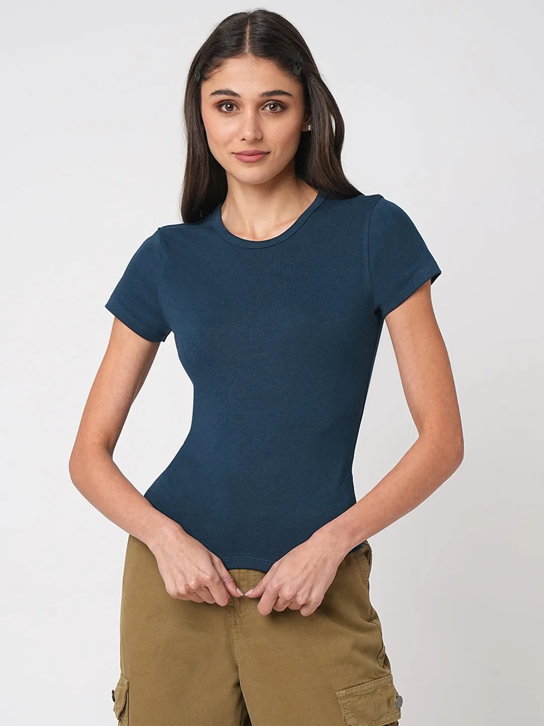 Women Airforce Crop Slim Fit T-Shirt