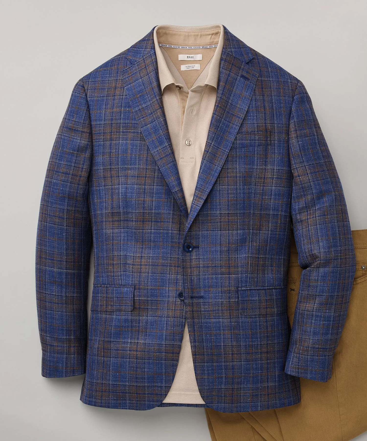 Wool-Silk-Linen Plaid Sport Coat